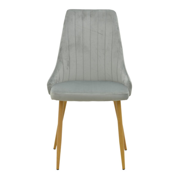 Καρέκλα Azori pakoworld γκρι βελούδο με μεταλλικό πόδι σε φυσική απόχρωση 49x55x85εκ.  292-000079