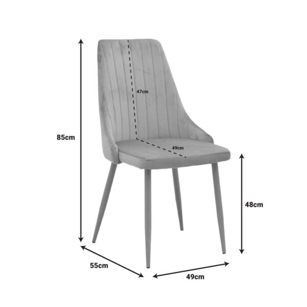 Καρέκλα Azori pakoworld γκρι βελούδο με μεταλλικό πόδι σε φυσική απόχρωση 49x55x85εκ.  292-000079
