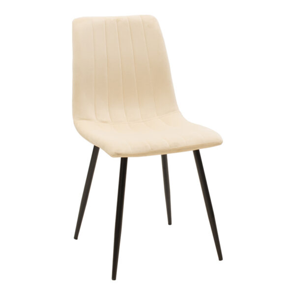 Καρέκλα Noor pakoworld μπεζ βελούδο με πόδι μετάλλου σε μαύρη απόχρωση 44x53x86εκ.  292-000080