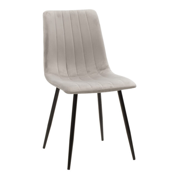 Καρέκλα Noor pakoworld γκρι βελούδο με πόδι μετάλλου σε μαύρη απόχρωση 44x53x86εκ.  292-000082