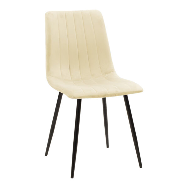 Καρέκλα Noor pakoworld μπεζ ύφασμα με πόδι μετάλλου σε μαύρη απόχρωση 44x53x86εκ.  292-000086