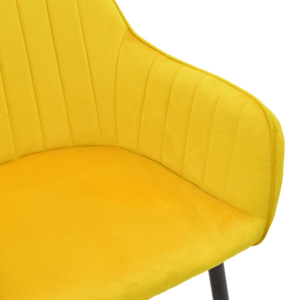 Πολυθρόνα Noor pakoworld κίτρινο βελούδο με πόδι μετάλλου σε μαύρη απόχρωση 58x58x86εκ.  292-000091