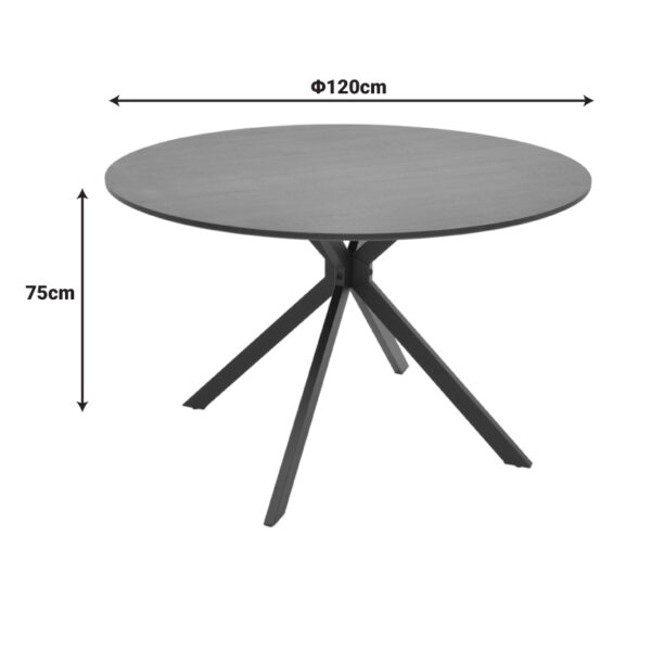 Τραπέζι Xuson pakoworld mdf σε ανθρακί απόχρωση με πόδι μαύρο μέταλλο Φ120x75εκ.  292-000100