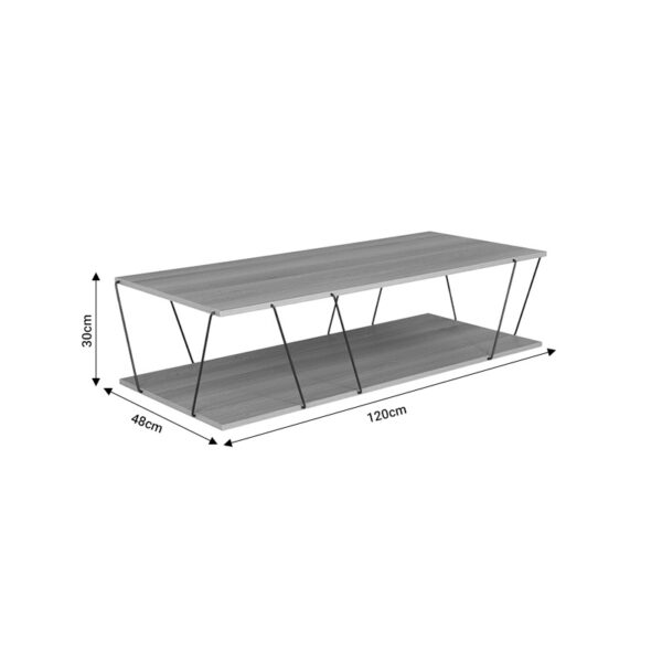 Tραπέζι σαλονιού Tars pakoworld οακ-μαύρο 120x48x30εκ  304-000001