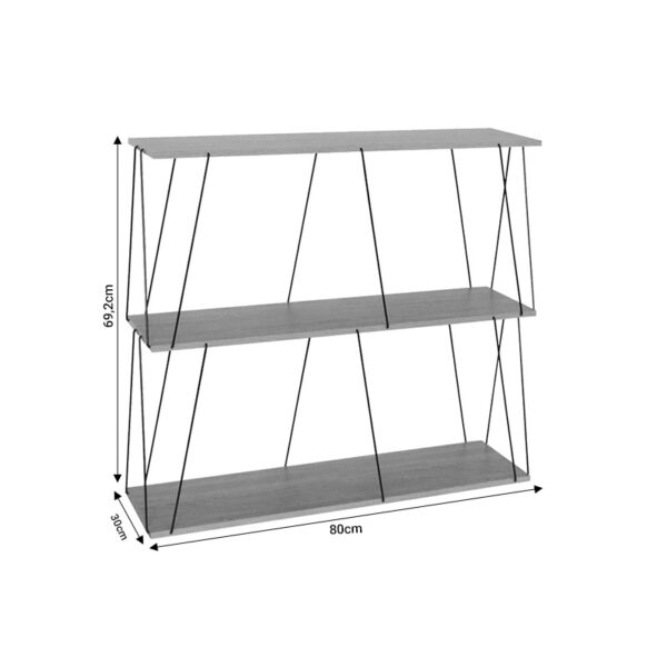304-000011-3 Βοηθητικό τραπέζι-ραφιέρα Tars pakoworld oak-μαύρο 80x30x69.2εκ 304-000011