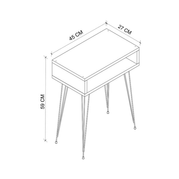 321-000113-2 Κομοδίνο Naida pakoworld σε oak απόχρωση -μαύρα μεταλλικά πόδια 40x30x56εκ. 321-000113