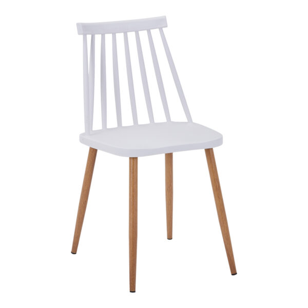 Καρέκλα Aurora I pakoworld pp σε λευκή απόχρωση-πόδι μεταλλικό φυσικό 43x48x79εκ.  327-000046