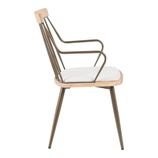 332-000031-2 Πολυθρόνα Posse pakoworld μέταλλο μπρονζέ-white wash ξύλο-μπεζ ύφασμα 52x59x83εκ. 332-000031