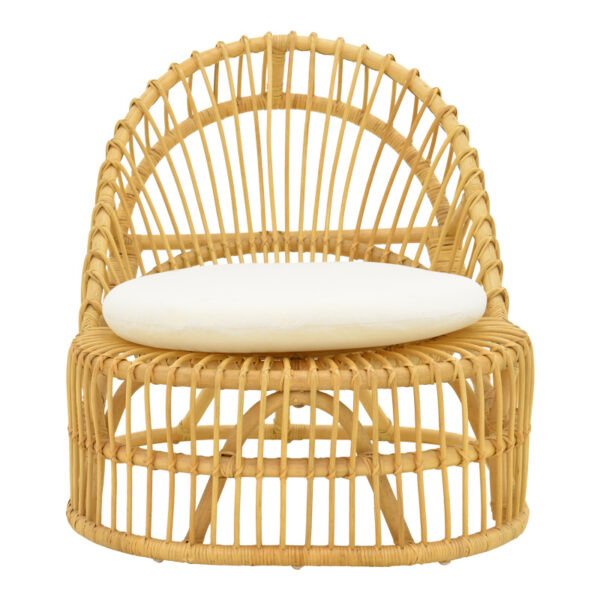 343-000095-3 Πολυθρόνα Tromso pakoworld pe rattan σε φυσική απόχρωση με εκρού χρώμα μαξιλάρι 80x85x98εκ. 343-000095
