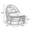 343-000095-5 Πολυθρόνα Tromso pakoworld pe rattan σε φυσική απόχρωση με εκρού χρώμα μαξιλάρι 80x85x98εκ. 343-000095