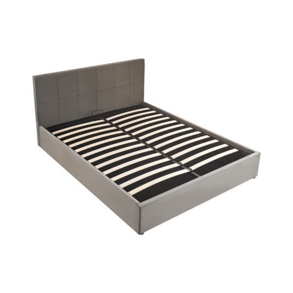 Κρεβάτι με αποθηκευτικό χώρο Zamblene pakoworld γκρι βελούδο 160x200εκ  347-000012