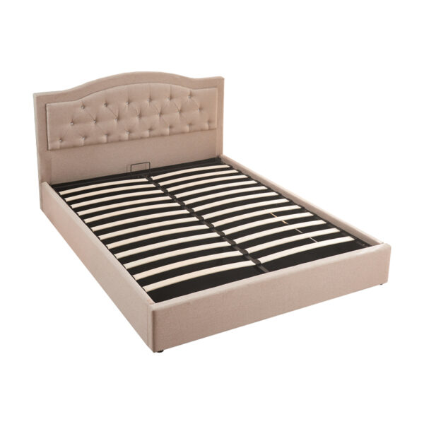 Κρεβάτι διπλό με αποθηκευτικό χώρο Majore pakoworld μπεζ ύφασμα 160x200εκ  347-000014