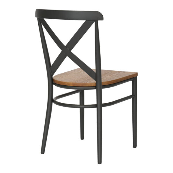 Καρέκλα Ferona pakoworld σκελετός ανθρακί μέταλλο με rubberwood σε φυσική απόχρωση 52.5x44.5x84εκ.  350-000033