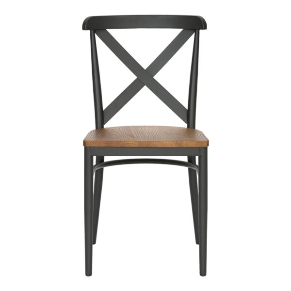 Καρέκλα Ferona pakoworld σκελετός ανθρακί μέταλλο με rubberwood σε φυσική απόχρωση 52.5x44.5x84εκ.  350-000033