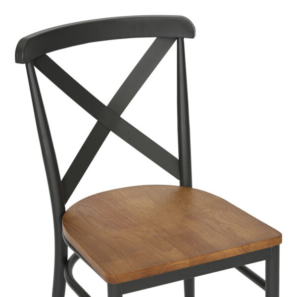 Καρέκλα Ferona pakoworld σκελετός ανθρακί μέταλλο με rubberwood σε φυσική απόχρωση 52.5x44.5x84εκ.  350-000033