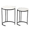 Boηθητικά τραπέζια σαλονιού σετ 2τεμ Luxere Inart μαύρο μέταλλο-λευκό μαρμάρου.  352-000001