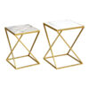 Βοηθητικά τραπεζάκια σαλονιού σετ 2τεμ Zoliene Inart χρυσό μέταλλο-λευκό μαρμάρου.  352-000003