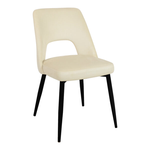 Καρέκλα Murde pakoworld μπεζ βελούδο και μεταλλικά πόδια σε μαύρη απόχρωση 48.5x61x89εκ.  357-000019