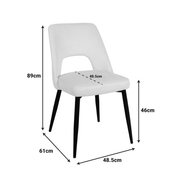 Καρέκλα Murde pakoworld μπεζ βελούδο και μεταλλικά πόδια σε μαύρη απόχρωση 48.5x61x89εκ.  357-000019