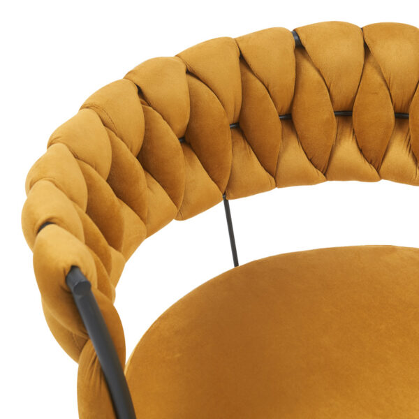 Πολυθρόνα Alkia pakoworld σε κίτρινο βελούδο με μαύρο πόδι μέταλλο 60x57x68εκ.  360-000023