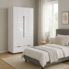 361-000017-1 Ντουλάπα δίφυλλη Afina pakoworld mdf σε λευκή glossy απόχρωση 100x57x213εκ. 361-000017