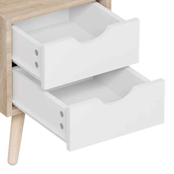 370-000024-5 Κομοδίνο Selma pakoworld σε sonoma-λευκή απόχρωση 29.7x29.7x45εκ. 370-000024
