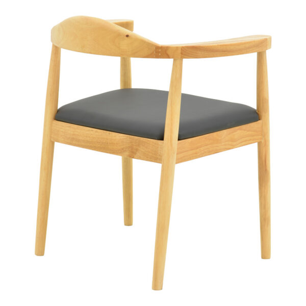Πολυθρόνα Joube pakoworld rubberwood σε φυσική απόχρωση με μαύρο pu μαξιλάρι 59x48x73εκ.  382-000001
