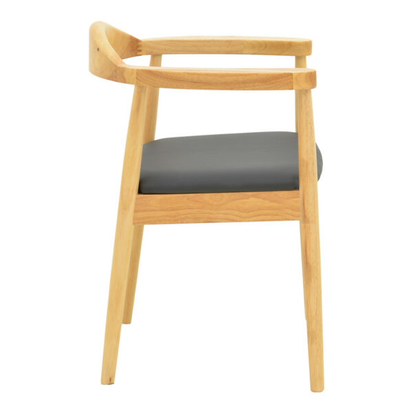 Πολυθρόνα Joube pakoworld rubberwood σε φυσική απόχρωση με μαύρο pu μαξιλάρι 59x48x73εκ.  382-000001