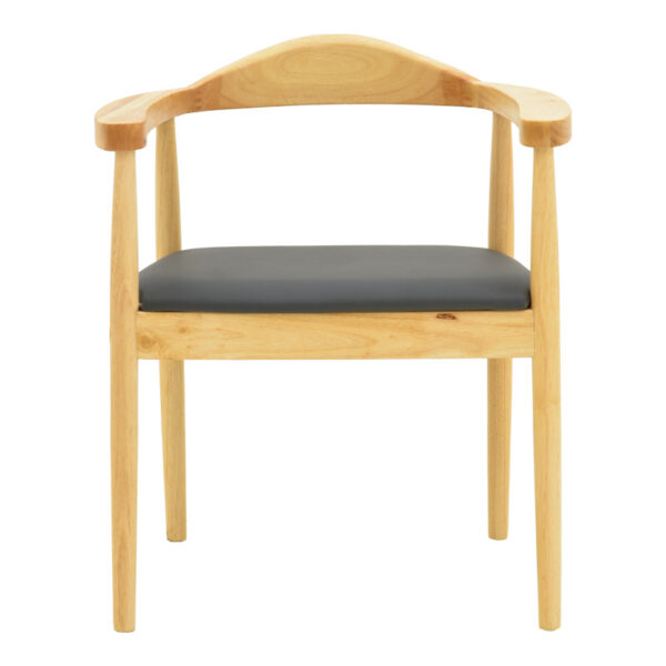 Πολυθρόνα Joube pakoworld rubberwood σε φυσική απόχρωση με μαύρο pu μαξιλάρι 59x48x73εκ.  382-000001