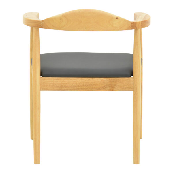 Πολυθρόνα Joube pakoworld rubberwood σε φυσική απόχρωση με μαύρο pu μαξιλάρι 59x48x73εκ.  382-000001