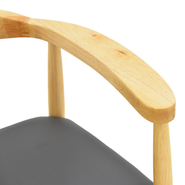 Πολυθρόνα Joube pakoworld rubberwood σε φυσική απόχρωση με μαύρο pu μαξιλάρι 59x48x73εκ.  382-000001