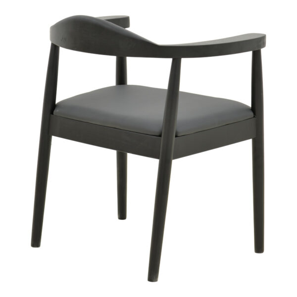 Πολυθρόνα Joube pakoworld rubberwood σε μαύρη απόχρωση με μαύρο pu μαξιλάρι 59x48x73εκ.  382-000002