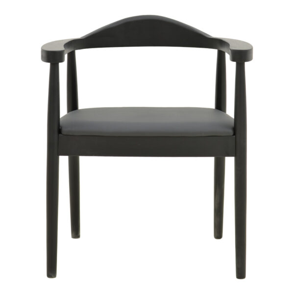 Πολυθρόνα Joube pakoworld rubberwood σε μαύρη απόχρωση με μαύρο pu μαξιλάρι 59x48x73εκ.  382-000002