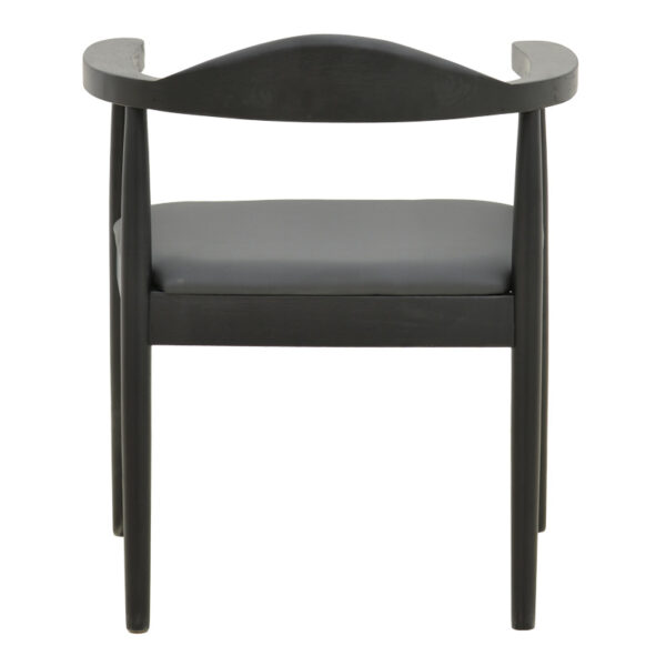 Πολυθρόνα Joube pakoworld rubberwood σε μαύρη απόχρωση με μαύρο pu μαξιλάρι 59x48x73εκ.  382-000002