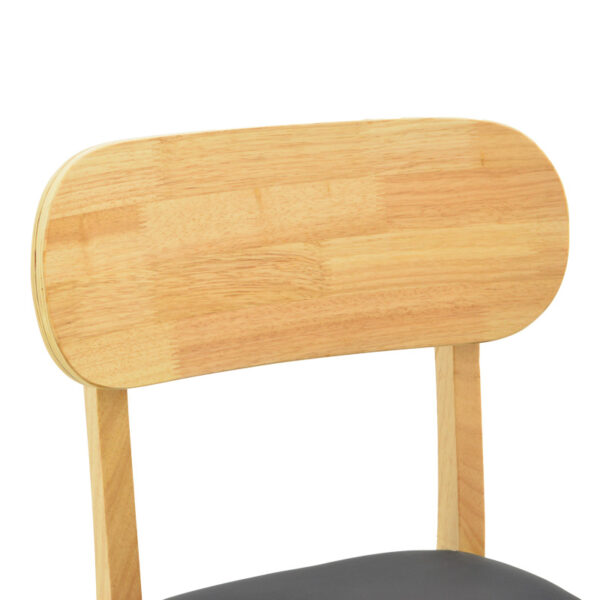 Καρέκλα Bedona pakoworld rubberwood σε φυσική απόχρωση με μαύρο pu μαξιλάρι 47x46x80εκ.  382-000003