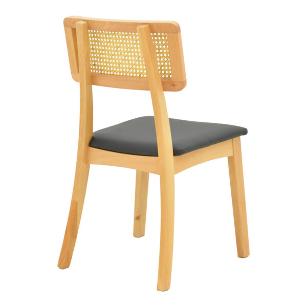 Καρέκλα Renna pakoworld ξύλο οξιάς σε φυσική απόχρωση με μαύρο pu μαξιλάρι 48x52x79εκ.  382-000004