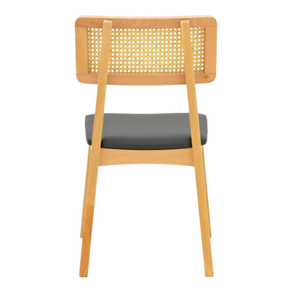 Καρέκλα Renna pakoworld ξύλο οξιάς σε φυσική απόχρωση με μαύρο pu μαξιλάρι 48x52x79εκ.  382-000004