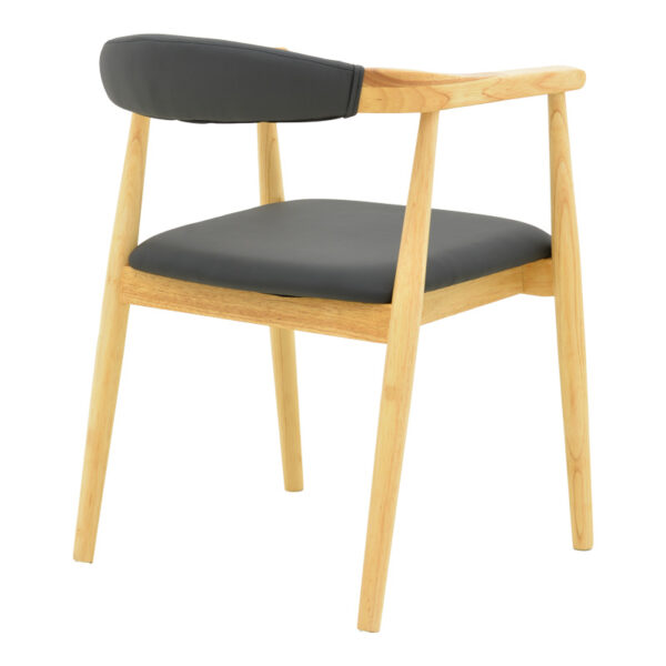 Πολυθρόνα Sandi pakoworld rubberwood σε φυσική απόχρωση με μαύρο pu μαξιλάρι 50x60x80εκ.  382-000005