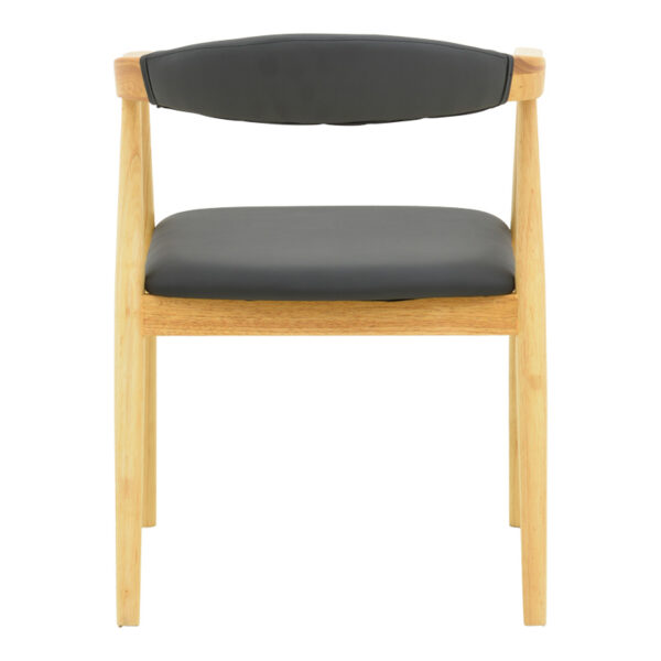 Πολυθρόνα Sandi pakoworld rubberwood σε φυσική απόχρωση με μαύρο pu μαξιλάρι 50x60x80εκ.  382-000005