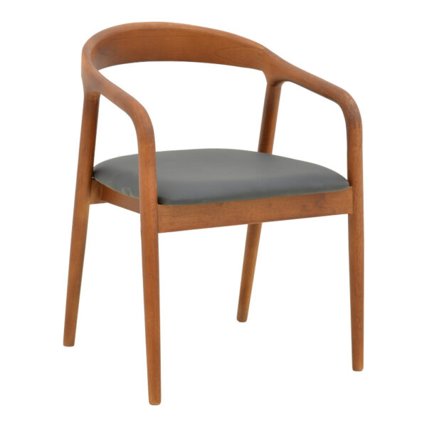 Πολυθρόνα Hogie pakoworld rubberwood καρυδί- μαύρο pu μαξιλάρι 61x60x76εκ.  382-000006