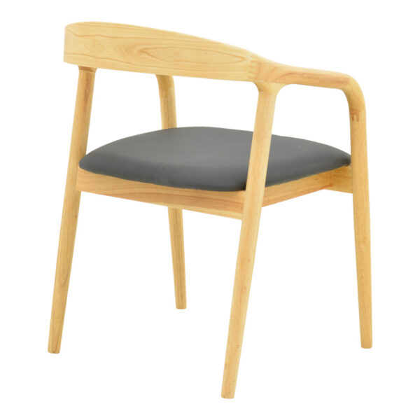 Πολυθρόνα Hogie pakoworld rubberwood σε φυσική απόχρωση με μαύρο pu μαξιλάρι 61x60x76εκ.  382-000007