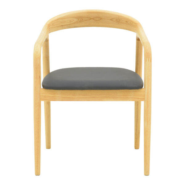 Πολυθρόνα Hogie pakoworld rubberwood σε φυσική απόχρωση με μαύρο pu μαξιλάρι 61x60x76εκ.  382-000007