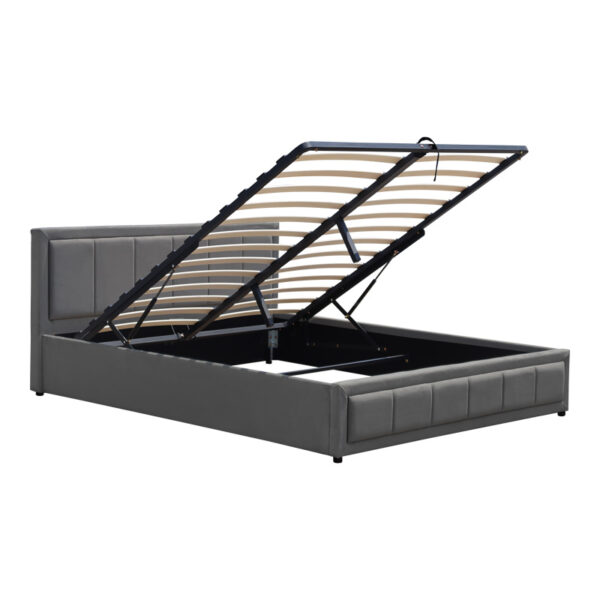 Κρεβάτι Huga pakoworld με αποθηκευτικό χώρο βελούδο ανθρακί 160x200εκ.  388-000013