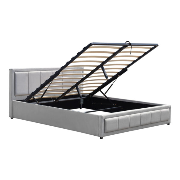 Κρεβάτι Huga pakoworld με αποθηκευτικό χώρο βελούδο γκρι 160x200εκ.  388-000014