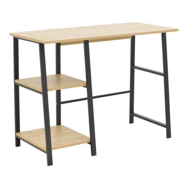 Γραφείο εργασίας Ferje pakoworld με ράφια mdf σε φυσική με μαύρη απόχρωση 100x48x75εκ.  072-000157