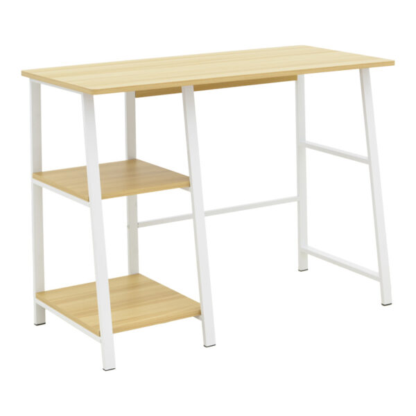 Γραφείο εργασίας Ferje pakoworld με ράφια mdf σε φυσική-λευκή απόχρωση 100x48x75εκ.  072-000158