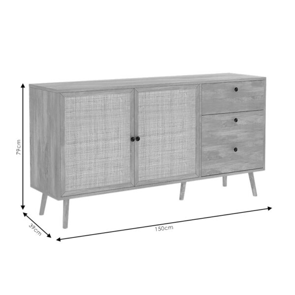 086-000016-4 Μπουφές Oslo pakoworld μαύρο-φυσικό 150x39x79εκ. 086-000016