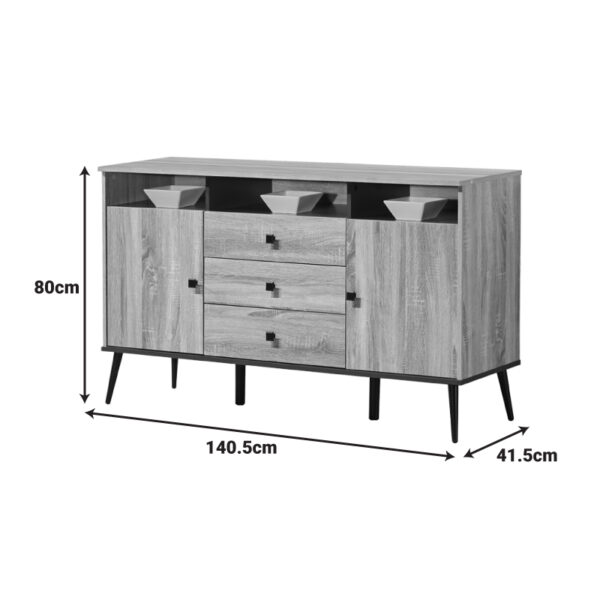 123-000259-4 Μπουφές Zezan pakoworld σε sonoma-ανθρακί απόχρωση 140.5x41.5x80εκ. 123-000259