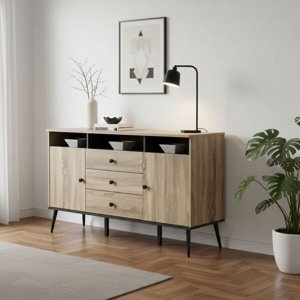 Μπουφές Zezan pakoworld σε sonoma-ανθρακί απόχρωση 140.5x41.5x80εκ.  123-000259