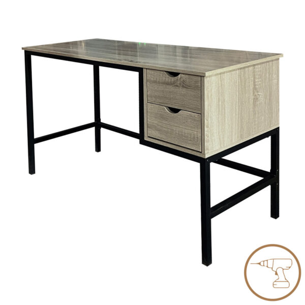 Γραφείο εργασίας Ramen pakoworld σε sonoma απόχρωση με μαύρα μεταλλικά πόδια 120x48x76εκ.  374-000004